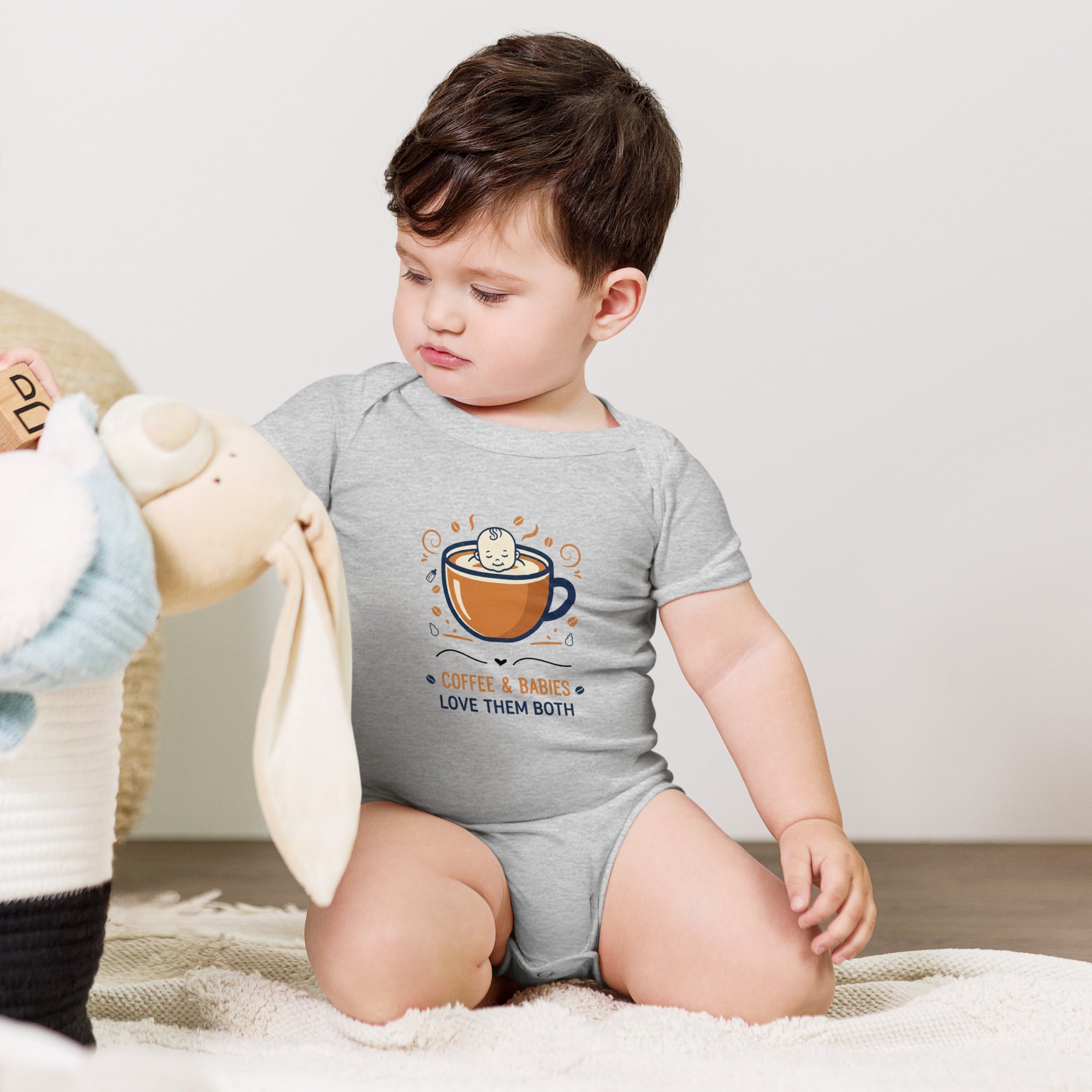 Coffee and Baby Love Them Both Baby Onesie – Funny Baby Bodysuit