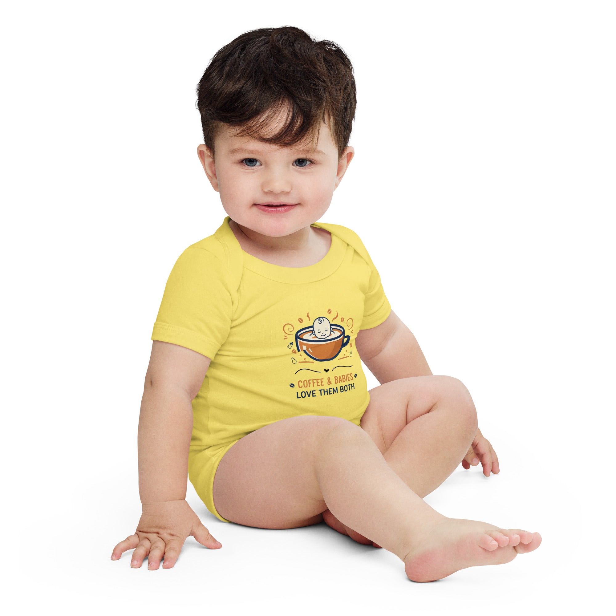 Coffee and Baby Love Them Both Baby Onesie – Funny Baby Bodysuit