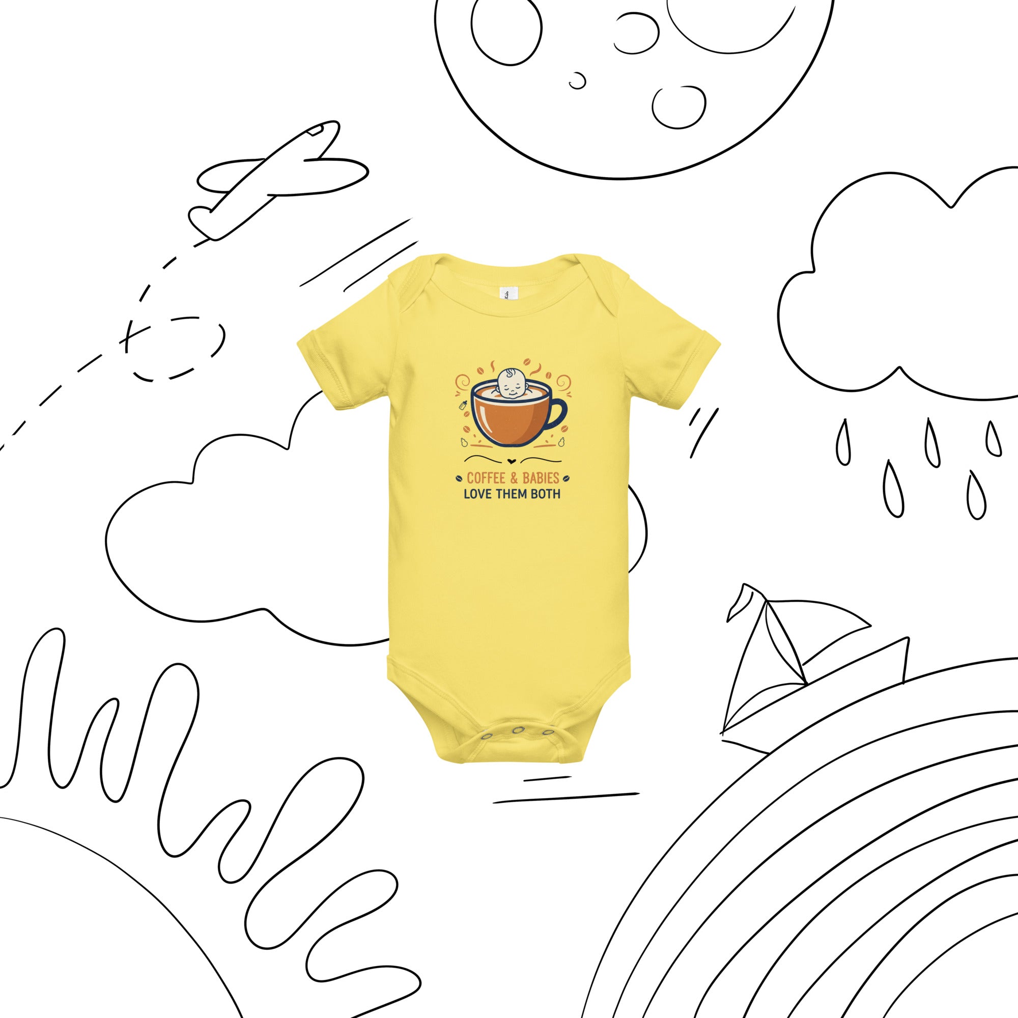 Coffee and Baby Love Them Both Baby Onesie – Funny Baby Bodysuit