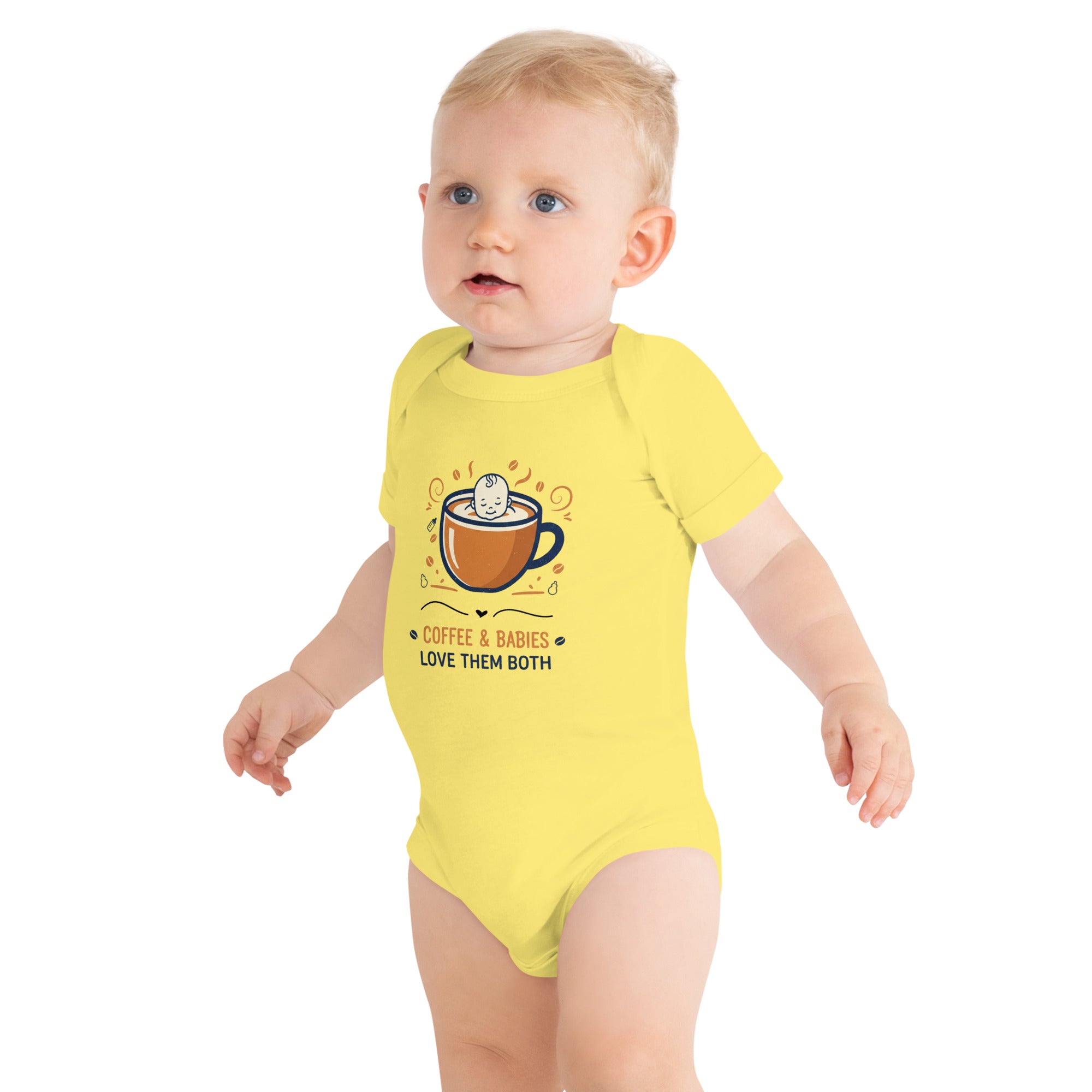 Coffee and Baby Love Them Both Baby Onesie – Funny Baby Bodysuit