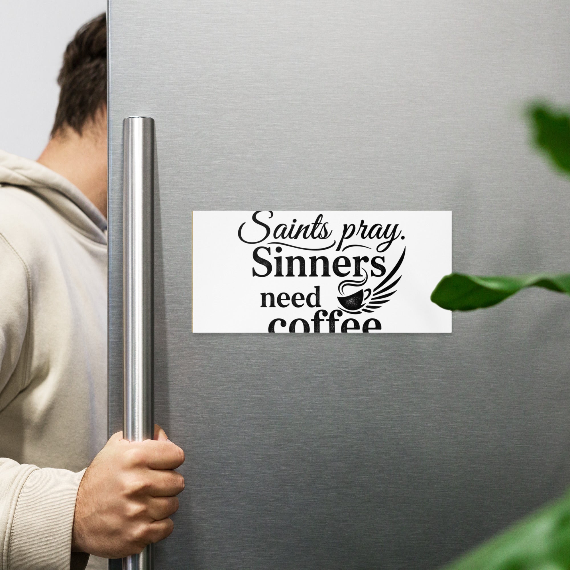 Saints Pray Sinners Need Coffee Notepad – Faith Humor Stationery, Inspirational Desk Notepad