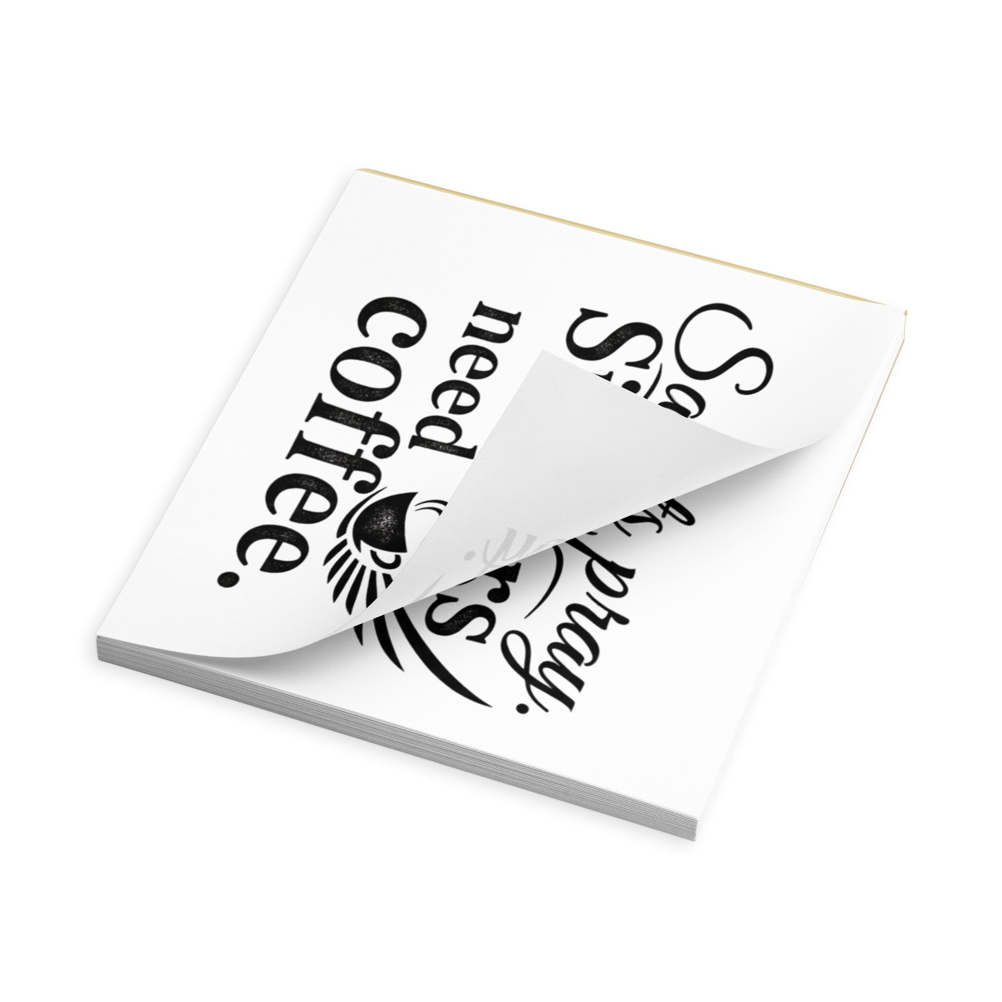 Saints Pray Sinners Need Coffee Notepad – Faith Humor Stationery, Inspirational Desk Notepad