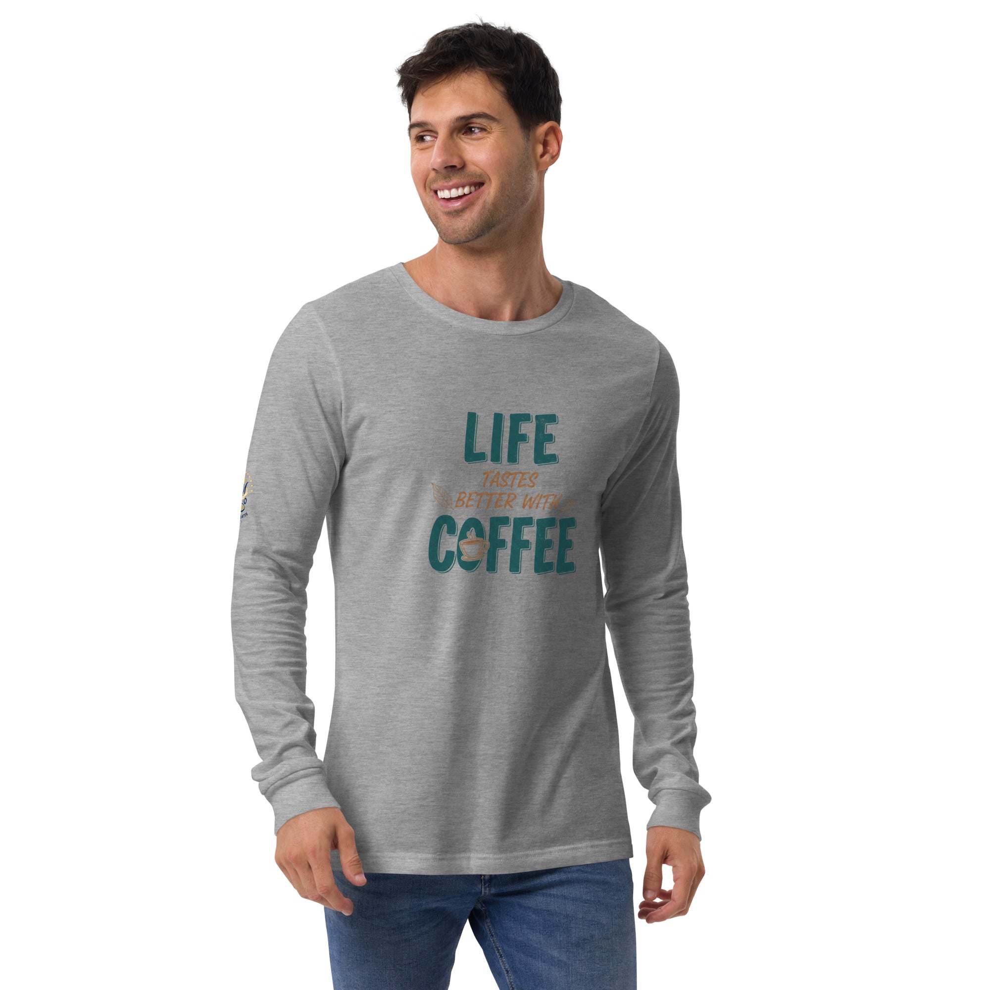 Life Tastes Better With Coffee Long Sleeve Shirt – Coffee Lover Quote Long Sleeve Tee