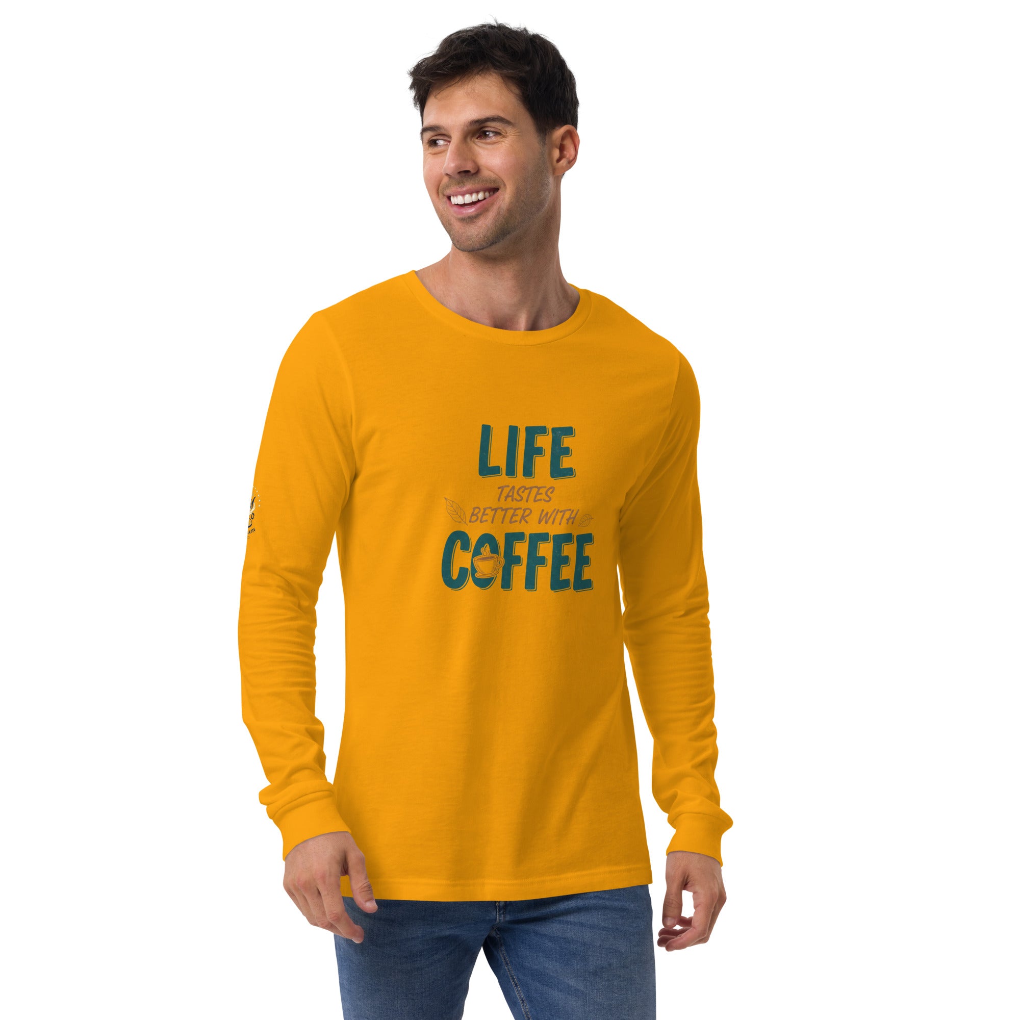Life Tastes Better With Coffee Long Sleeve Shirt – Coffee Lover Quote Long Sleeve Tee