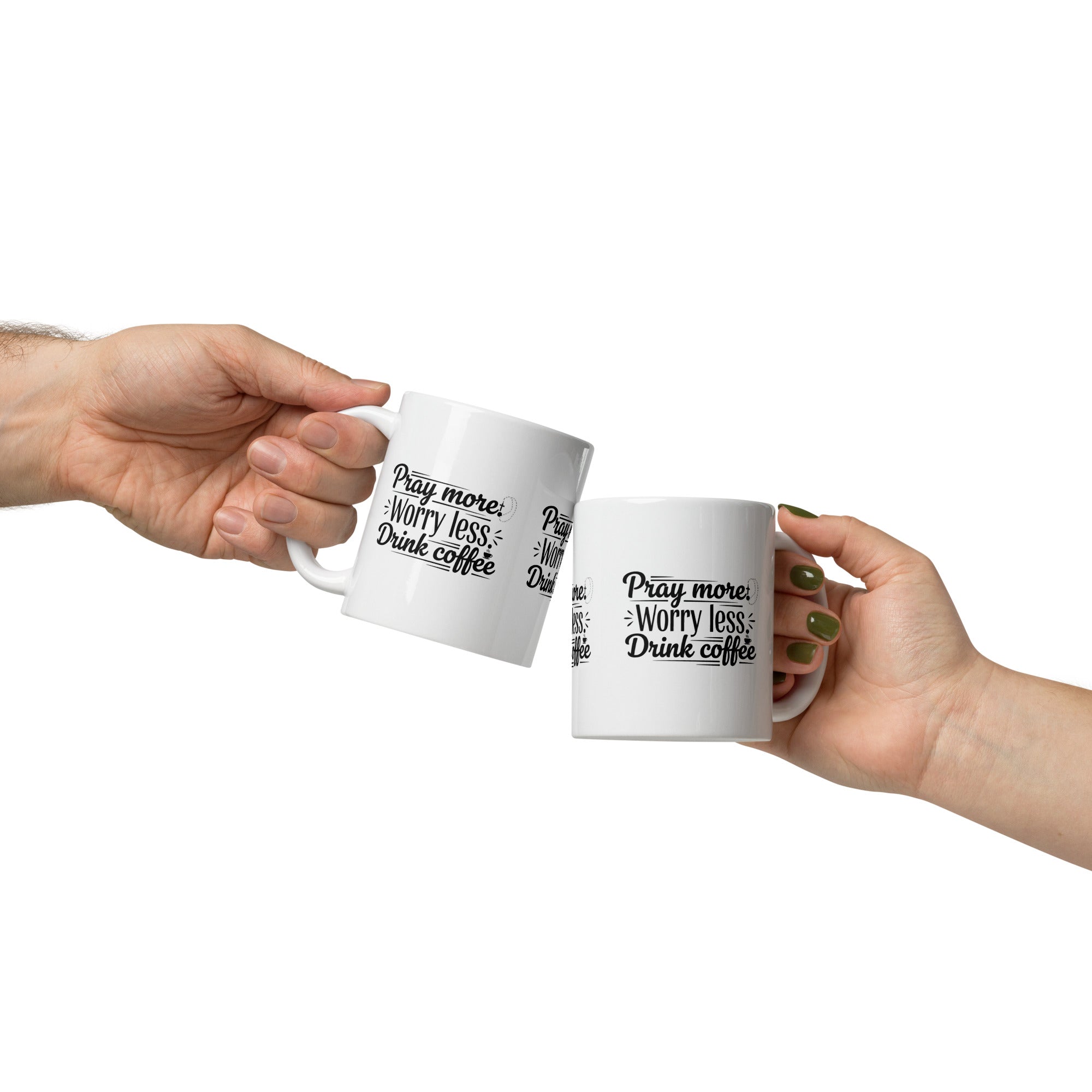 Pray More Worry Less Drink Mug – Faith Quote Mug, Daily Devotional Mug