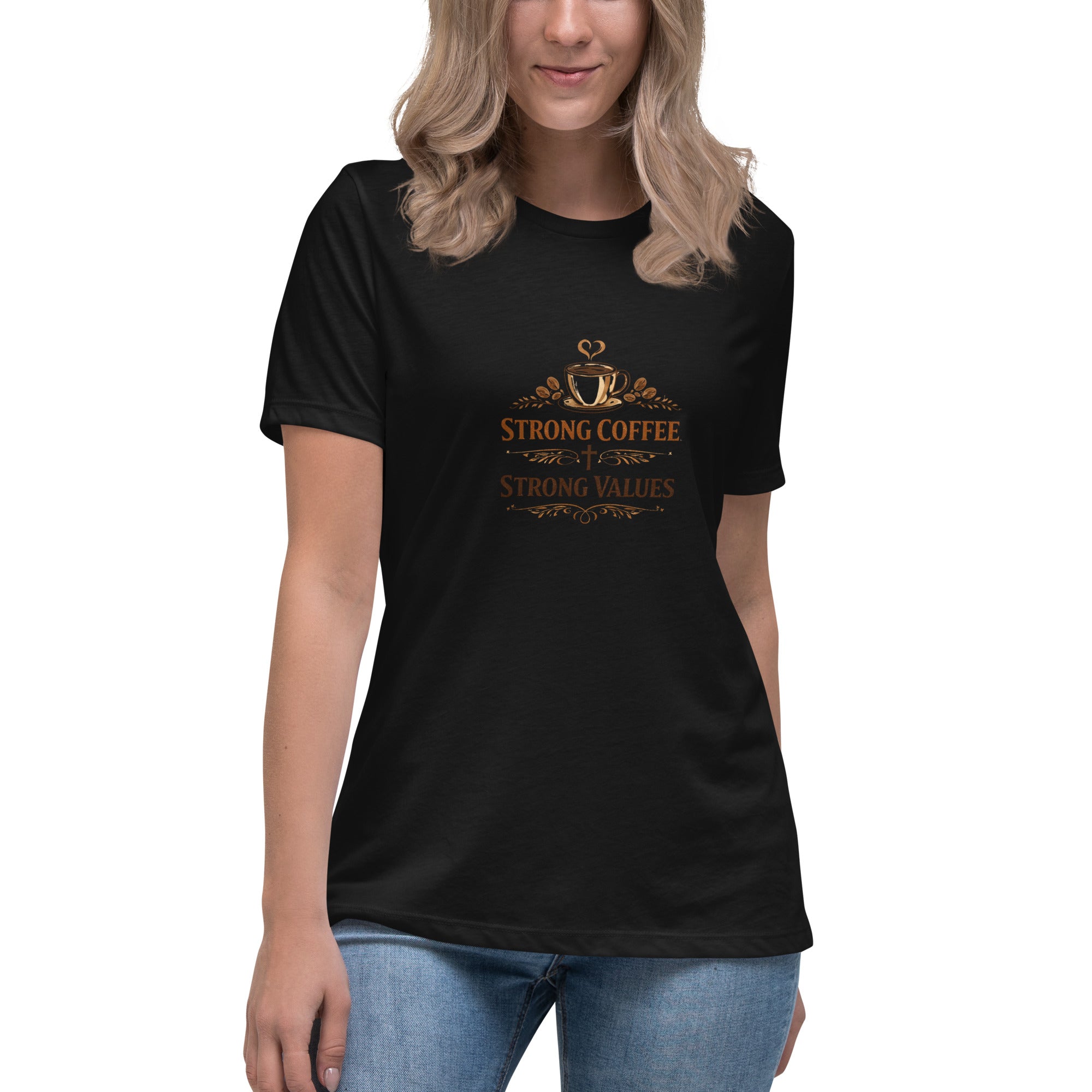 Strong Coffee Strong Values T-Shirt – Coffee Lover Tee, Gift for Coffee Lovers