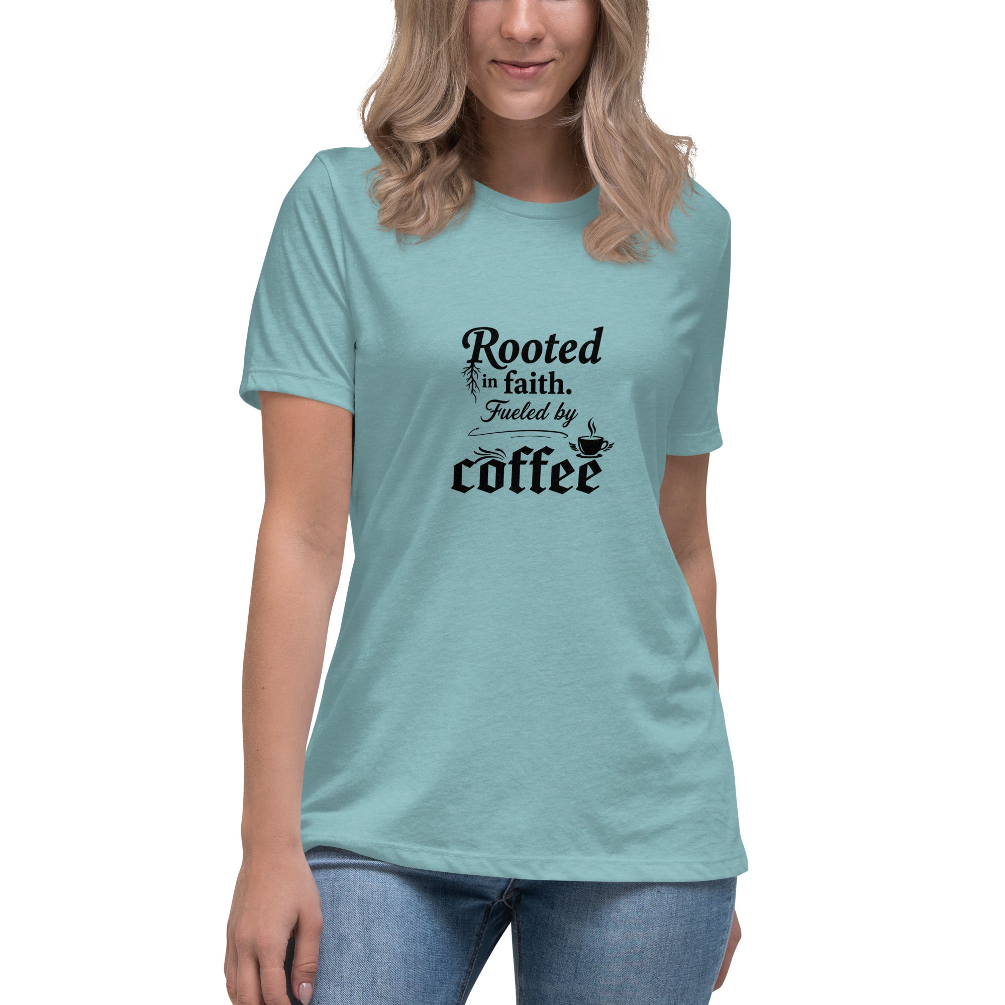 Rooted in Faith Fueled by Coffee Shirt – Faith Based Graphic Tee, Coffee Lover Gift