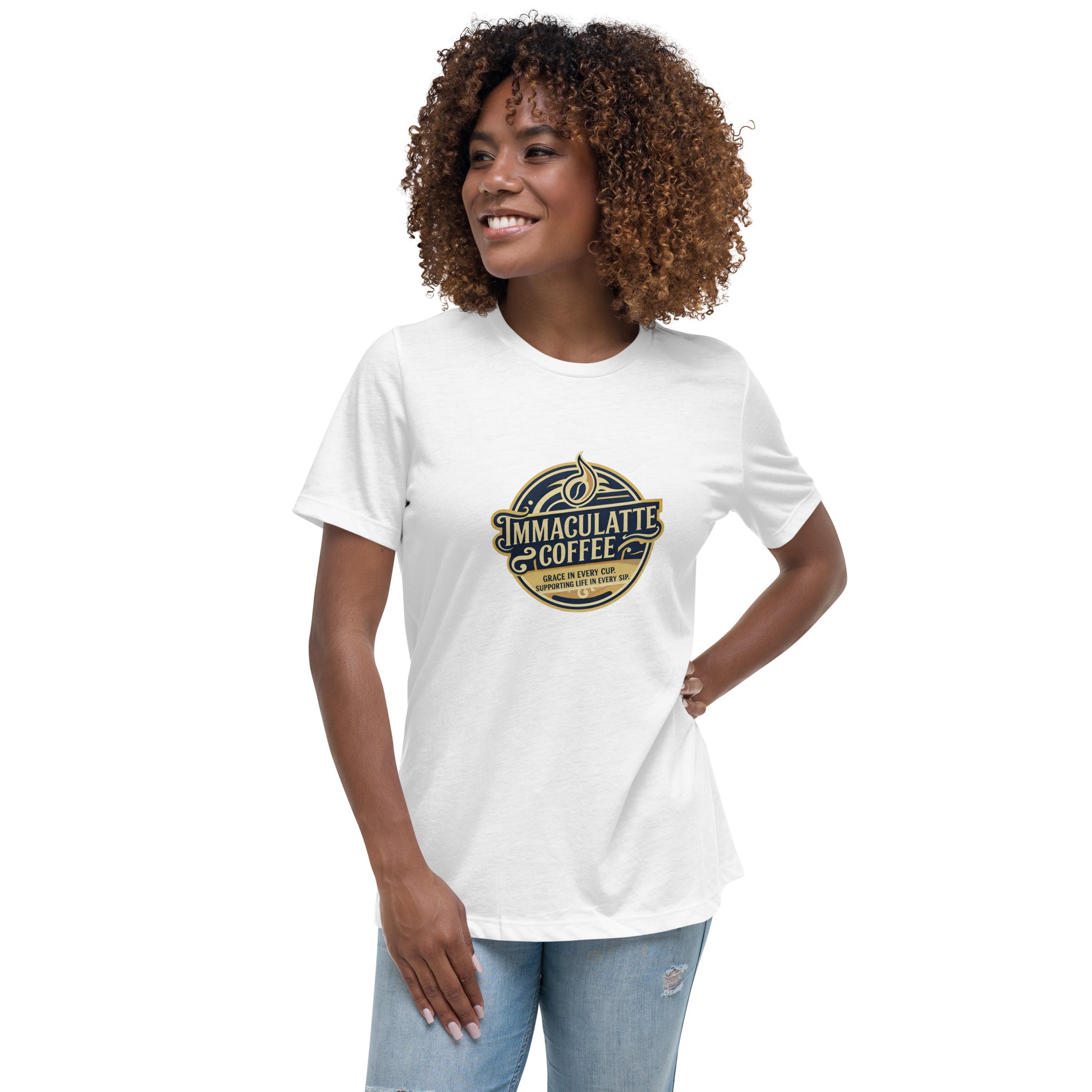 Immaculate Coffee Shirt – Grace in Every Cup T-Shirt Women's Relaxed T-Shirt